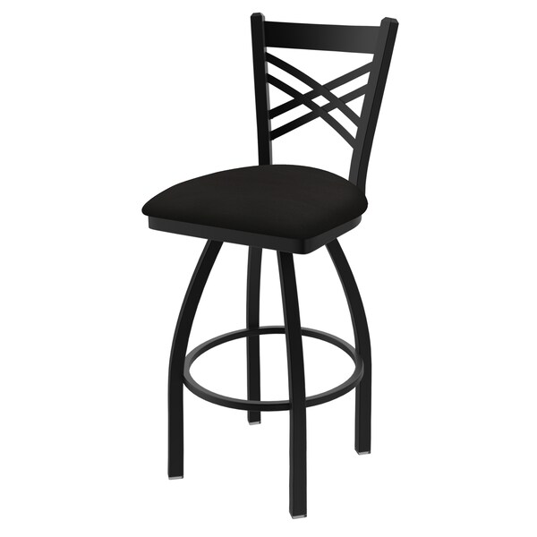 25" Swivel Counter Stool, Black Wrinkle, Canter Espresso Seat